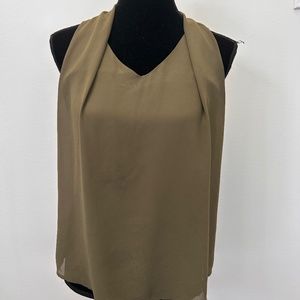 Naked zebra small green sheer vneck sleeveless blouse